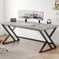 LVB Industrial Computer Desk | Large Metal Writing Table - Light Grey