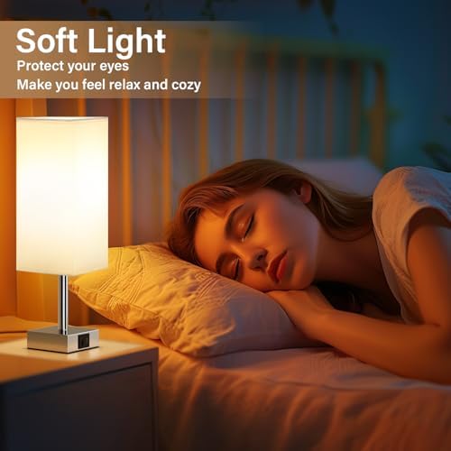 Jolof Store Touch Control Bedside Lamps Set of 2 | 3-Way Dimmable USB C+A