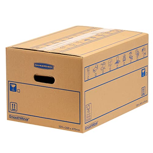 Bankers Box Heavy Duty Moving Boxes with Handles, Pack of 8 – Brown