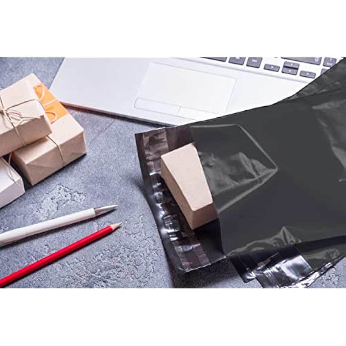 Red Ember 50 Mixed Poly Mailing Bags | 5 Sizes Recycled Self-Seal Black