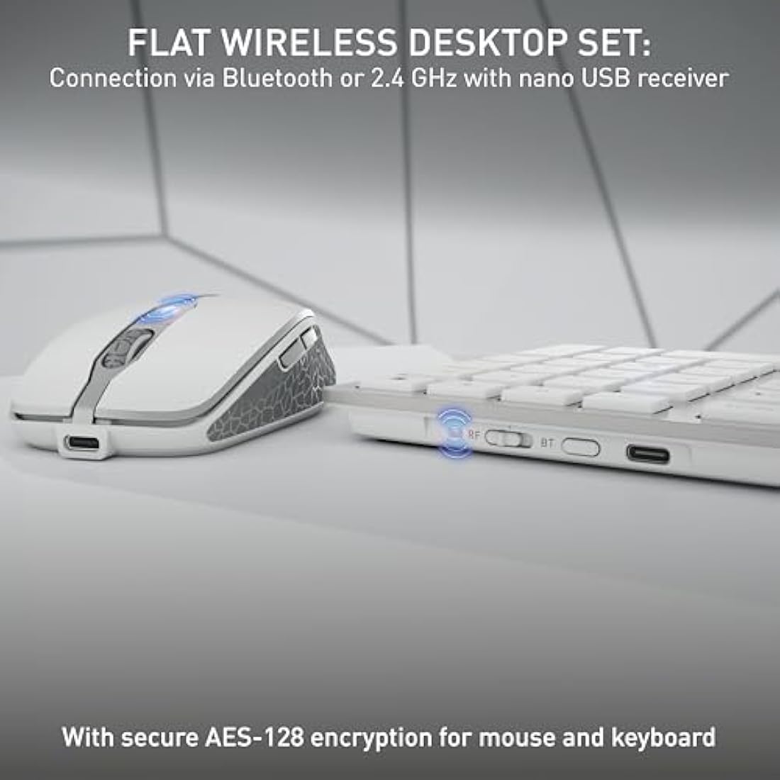 CHERRY DW 9100 SLIM Wireless Desktop Set | Bluetooth & 2.4GHz | Silver