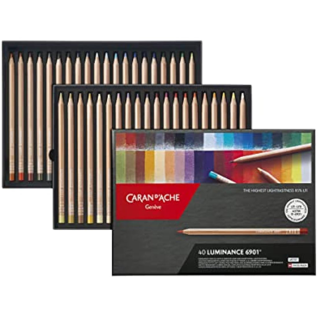 Caran D'Ache Colored Pencils - 40 Assorted Colors in Cardboard Box