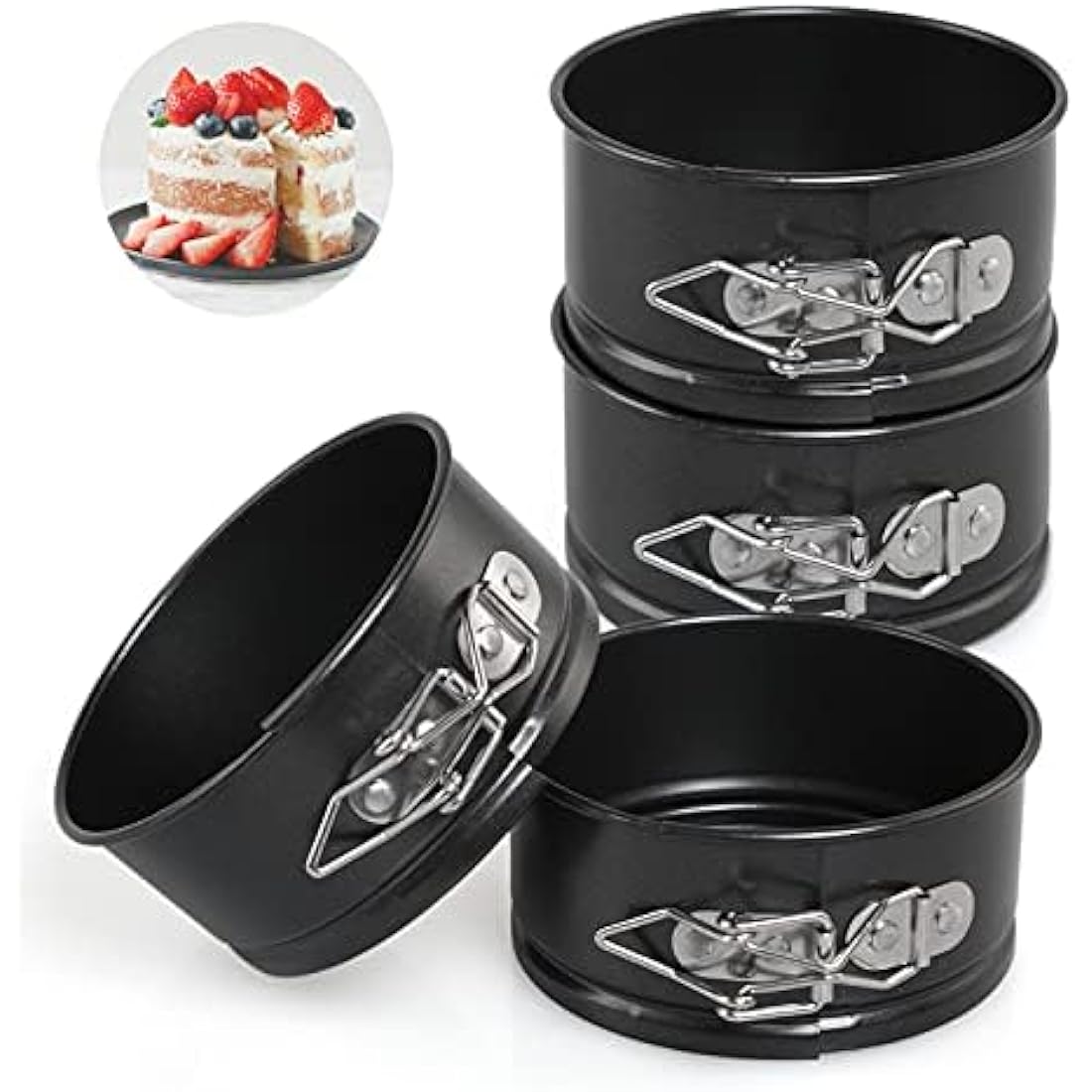 LEADSTAR 4 Inch Mini Springform Cake Tin Set | Non-Stick Carbon Steel