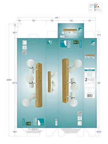 Eglo Townshend 3 Vintage Ceiling Light | 3-Light Wood & Steel Spotlight