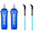 Azarxis TPU Soft Flask 500ml - Collapsible Water Bottle with Straw (2 Pack)
