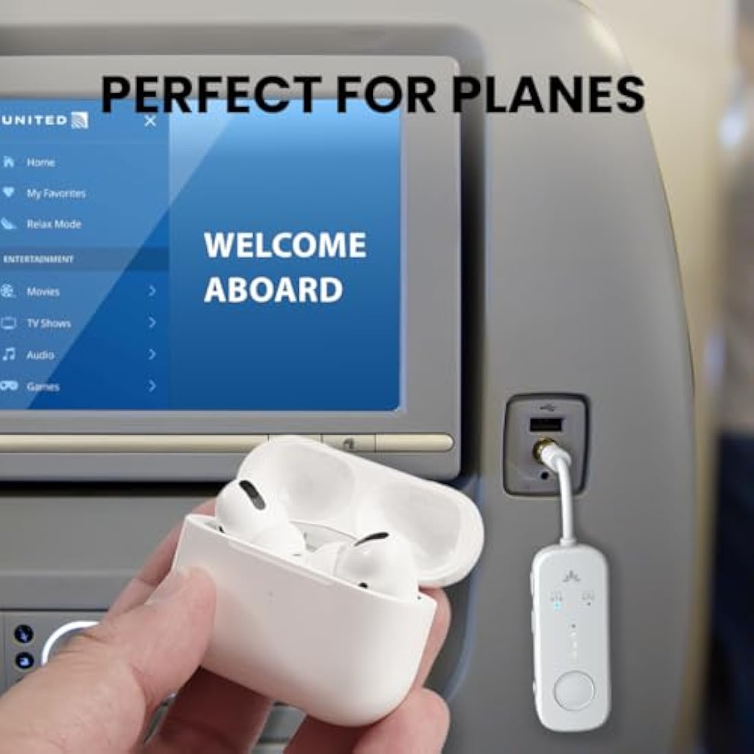 Avantree Relay Bluetooth 5.3 Airplane Adapter | Dual Audio Transmitter