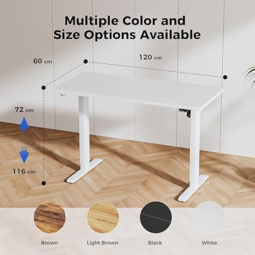 Agilestic Electric Standing Desk – 120x60cm Height Adjustable White