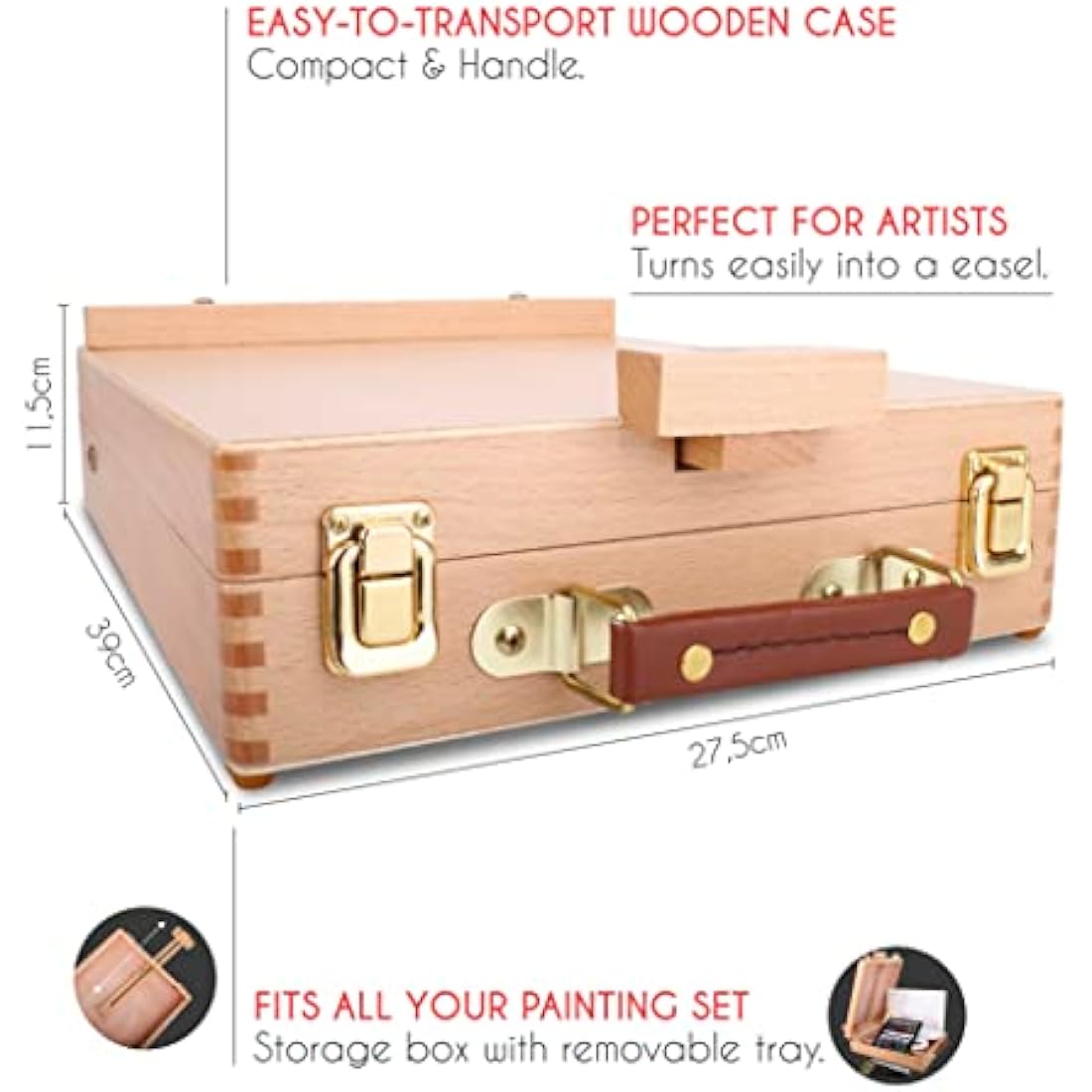 Jolof Store Acrylic Paint Set - 35pc Artist Kit with Wood Easel Box
