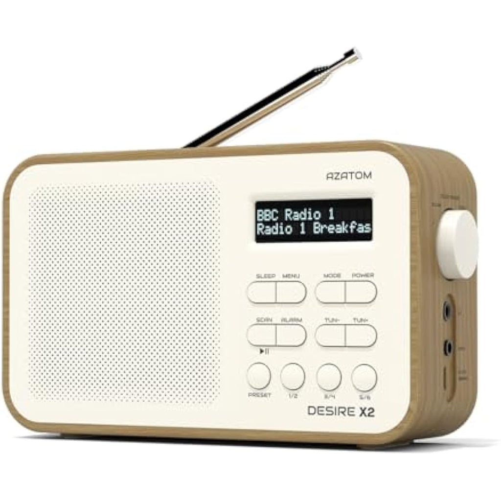 Azatom Desire X2 Portable DAB/DAB+ & FM Digital Radio with Bluetooth - Oak