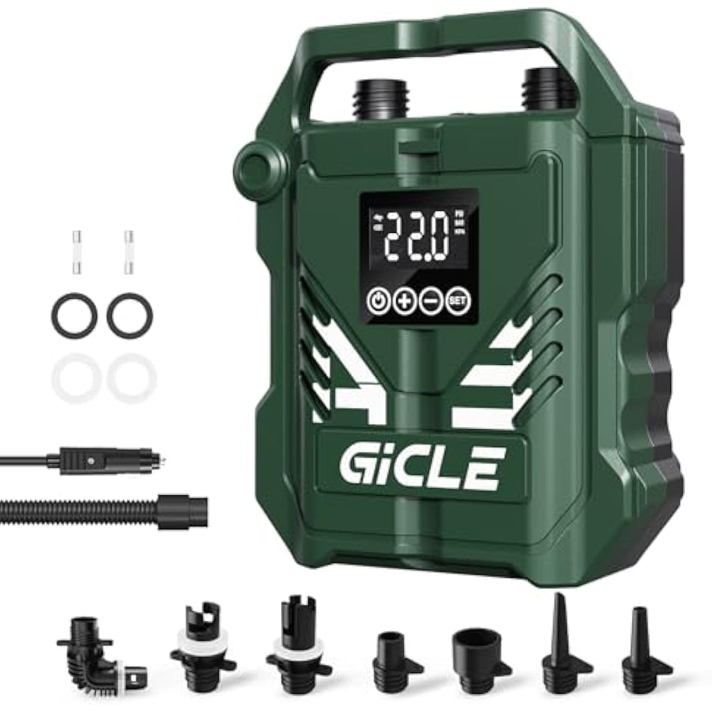 GICLE 22PSI Electric SUP Pump – Dual Stage 12V DC Paddle Board Inflator