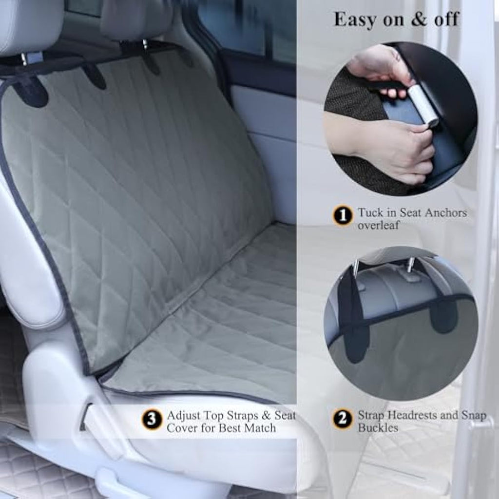 VIVAGLORY Dog Backseat Cover | Anti-Slip Waterproof Car Protector, Grey, L