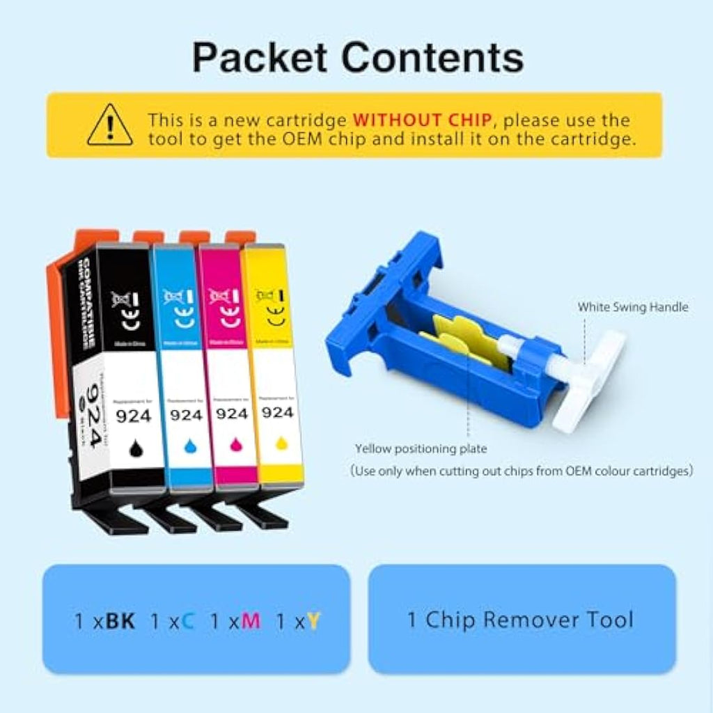 Starink HP 924 Ink Cartridge Replacement 4-Pack for OfficeJet Pro 8120e