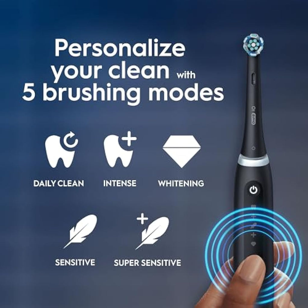 Oral-B iO5 Electric Toothbrush - Smart A.I. Cleaning & Travel Case, Black