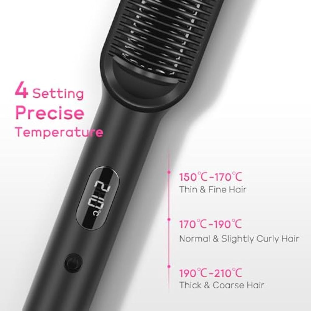 PARWIN PRO BEAUTY Ionic Hair Straightener Brush | Keratin Ceramic Coating