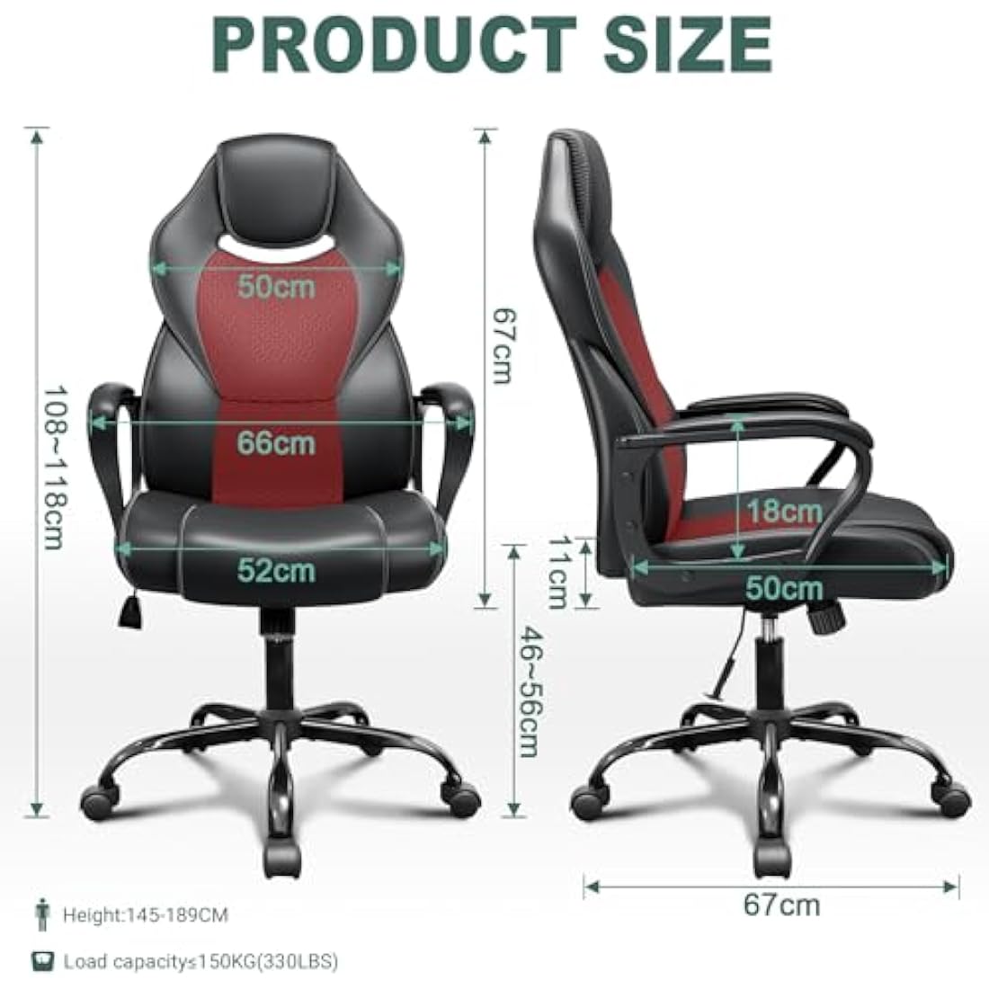 BASETBL Ergonomic Office Chair – High Back PU Leather Executive Chair, Red