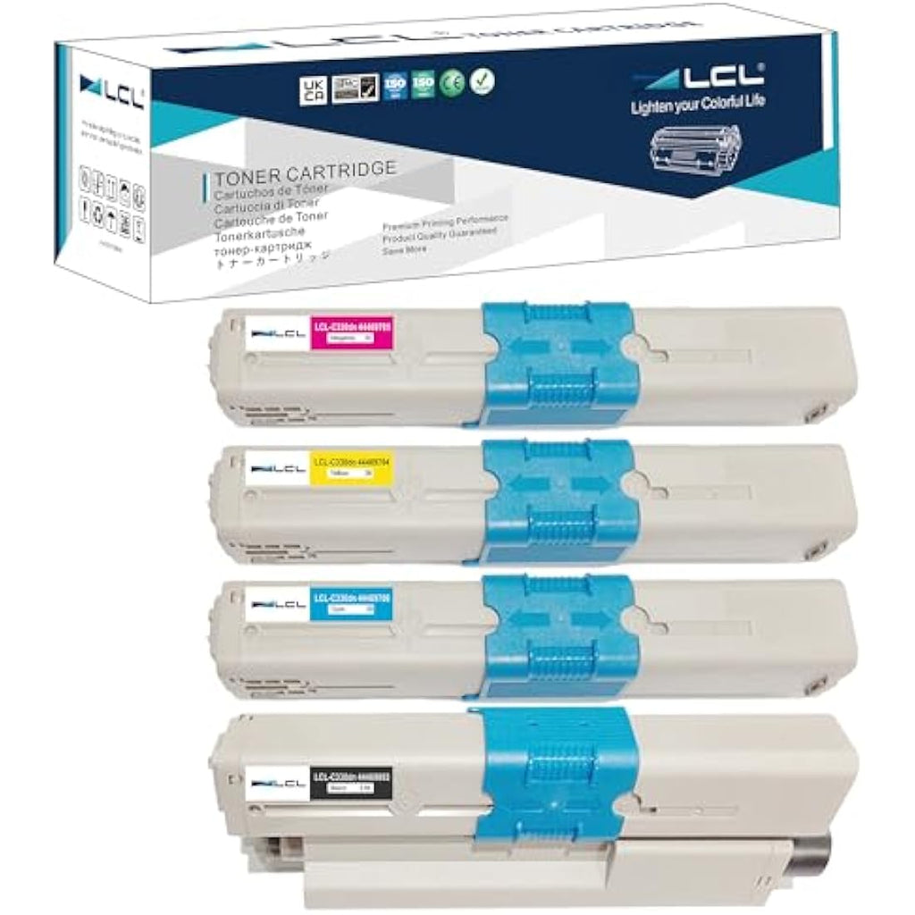 LCL Compatible Toner Cartridge 4-Pack for Oki C330dn C530dn MC361 MC561