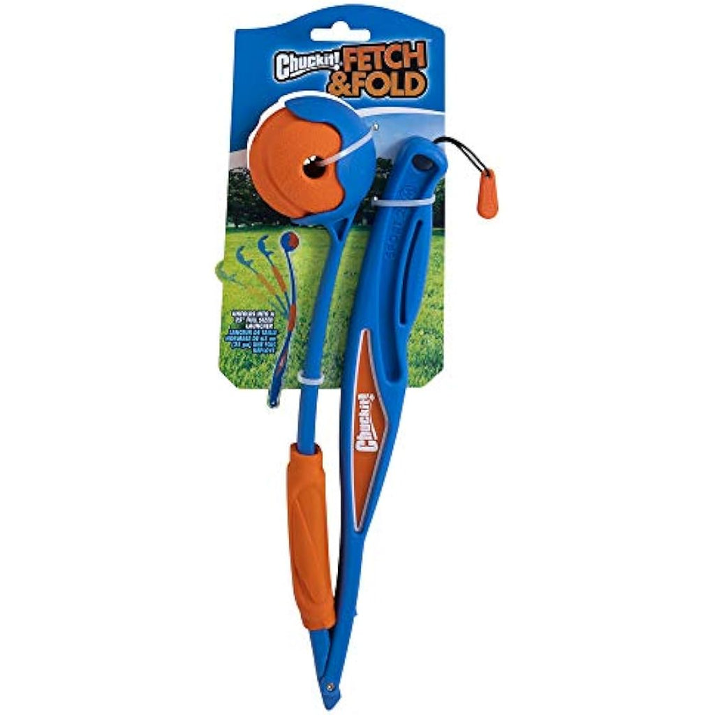 Chuckit! Fetch & Fold Dog Ball Launcher – Hands-Free Rubber Toy Set