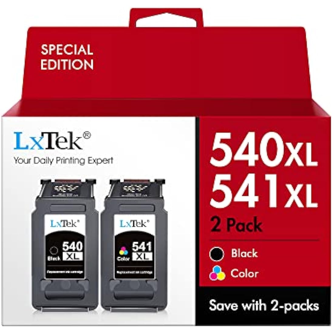 LxTek PG-540XL CL-541XL High Yield Ink Cartridges for Canon Pixma | 2-Pack