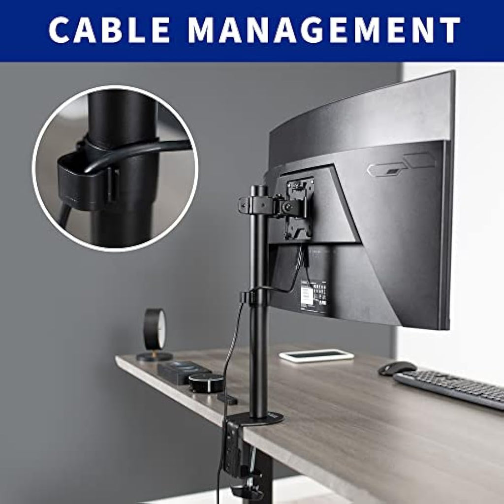Vivo Single Monitor Desk Mount – Adjustable VESA Stand for 13-38" Screens