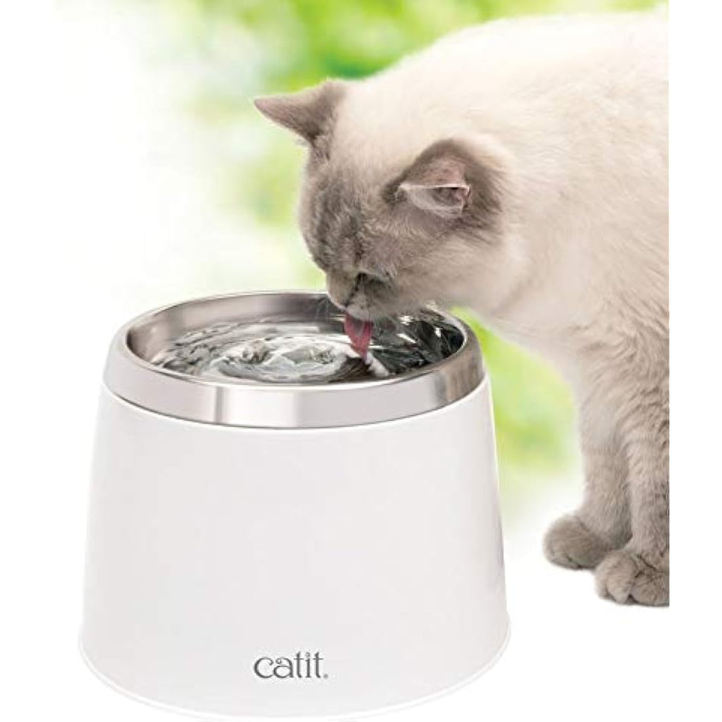 Catit Fresh and Clear Stainless Steel Cat Water Fountain – White