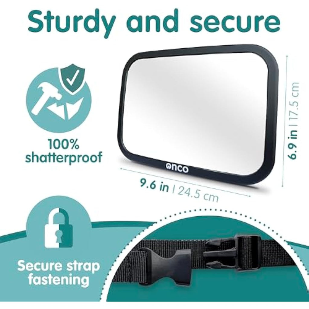 Onco Baby Car Mirror – Shatterproof Rear View Mirror with 360° Rotation