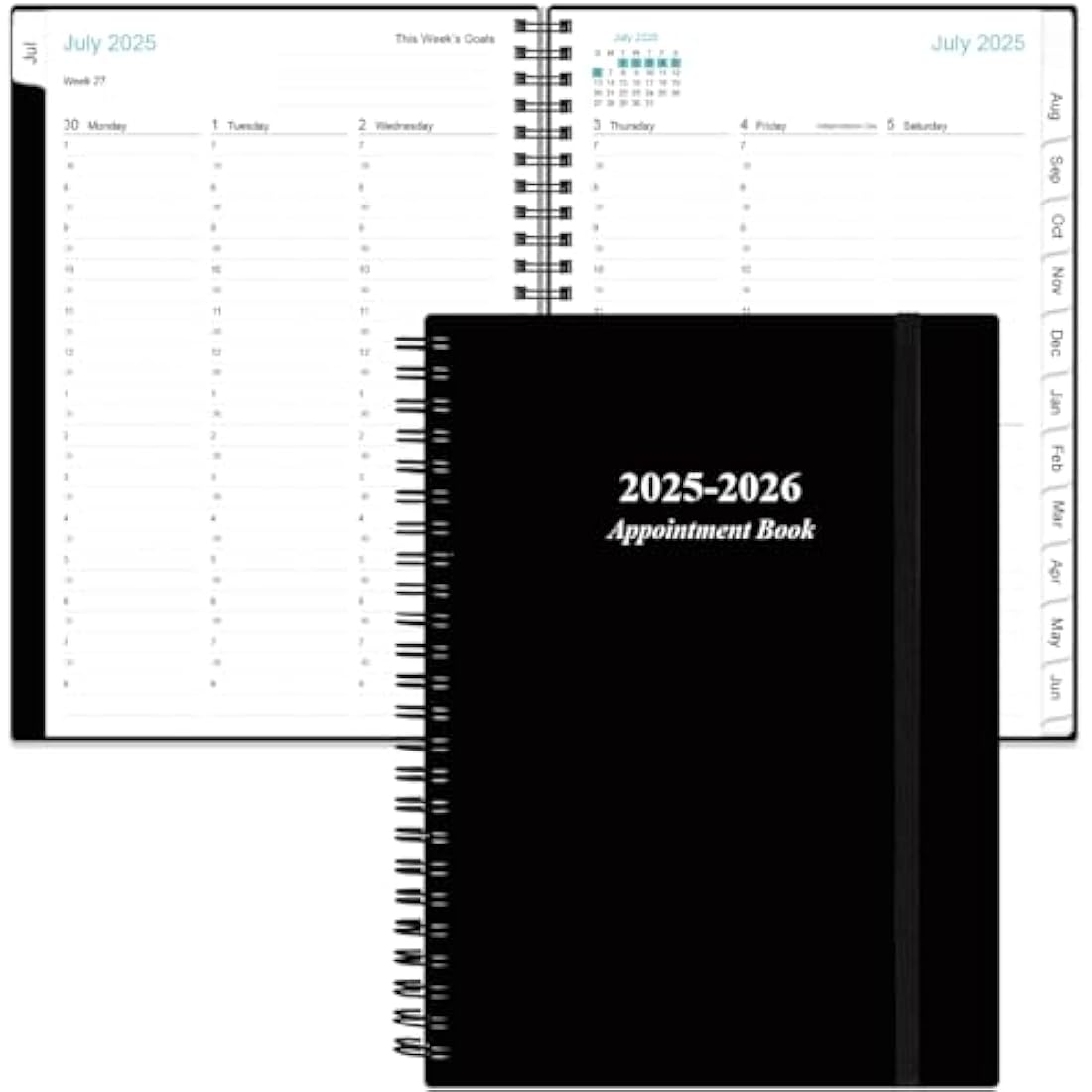 Jolof Store 2025-2026 Hourly Appointment Book | Weekly Planner, Black
