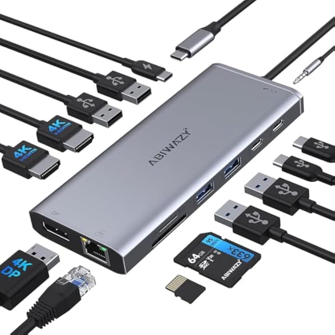 14-in-1 USB C Docking Station – Triple Monitor 4K HDMI & DP