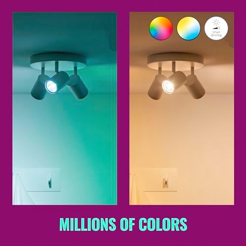 WiZ GU10 Smart LED Glass Bulb – RGB & Tunable White, Matter, 3 Pack
