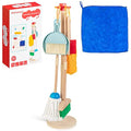 HELLOWOOD 8-Piece Wooden Kids Cleaning Set | Toddler Pretend Play Kit