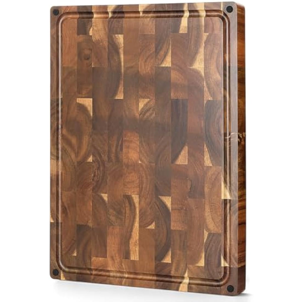 XINZUO Acacia Wood End Grain Cutting Board – Large Reversible Butcher Block