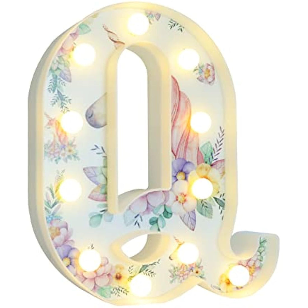 Unicorn LED Light Up Letter Q – Warm White Night Light