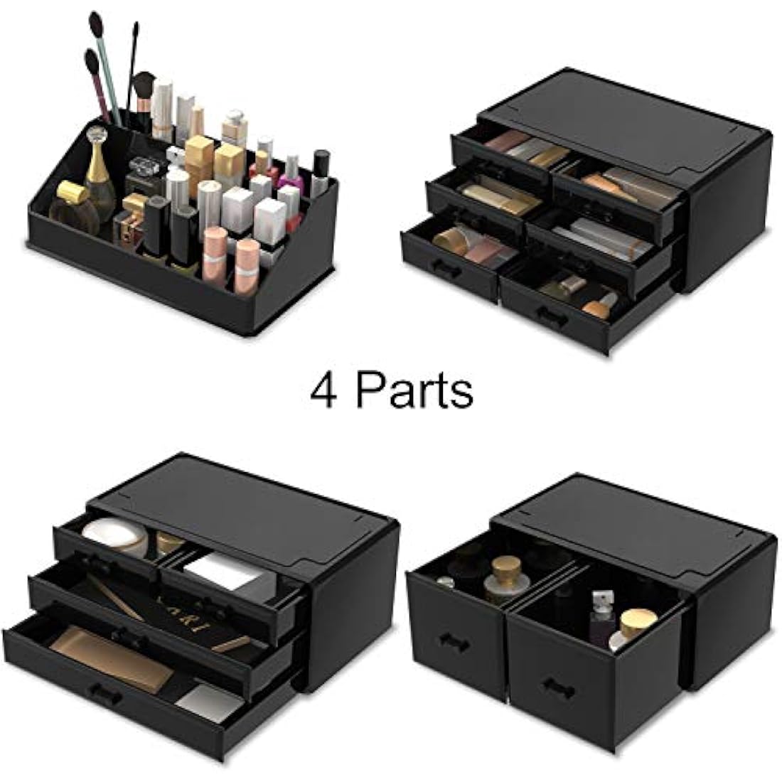 Readaeer Makeup Organizer – 12 Drawer Cosmetic Storage Case, Black