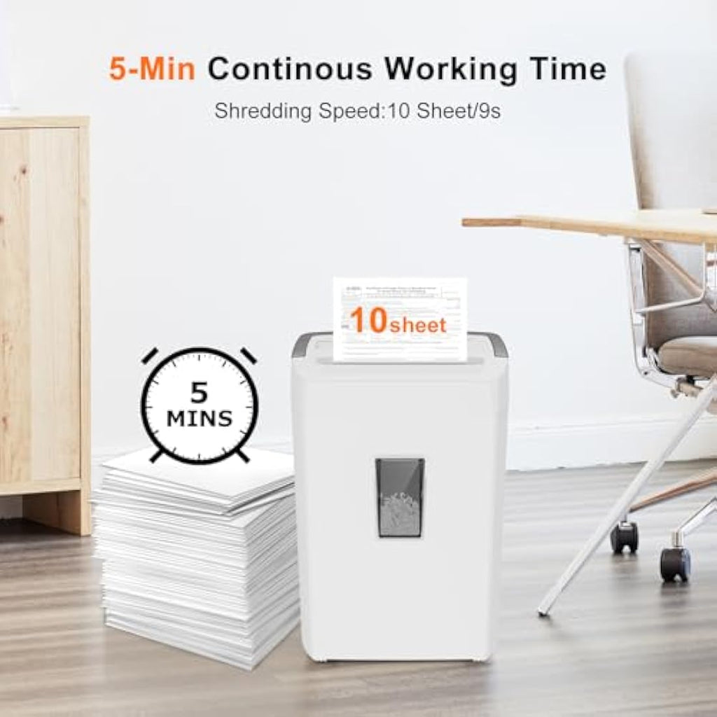 Bonsaii 10-Sheet Micro-Cut Paper Shredder | P-4 High Security, 21L Bin