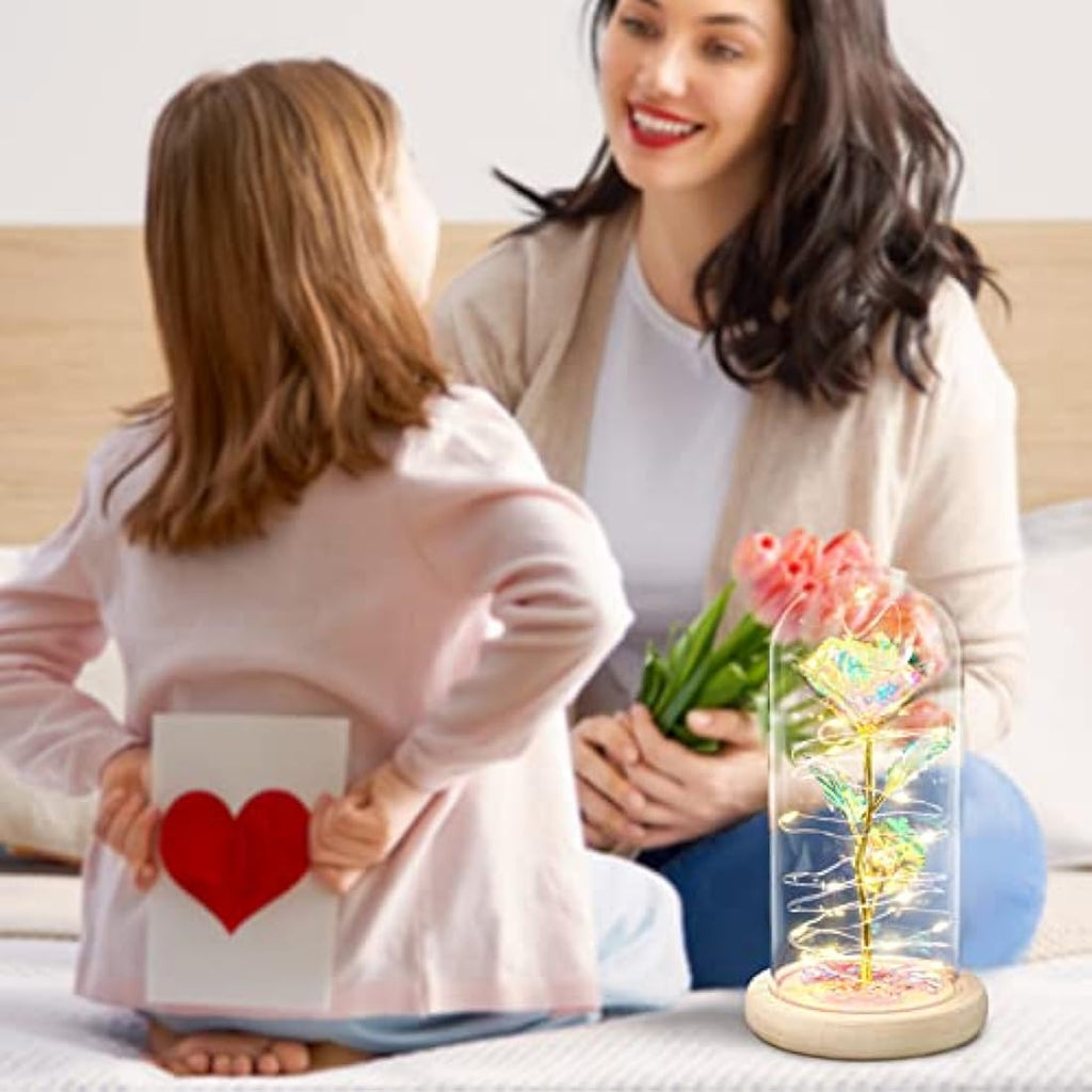 Galaxy Eternal Rose in Glass Dome – LED Artificial Flower Gift