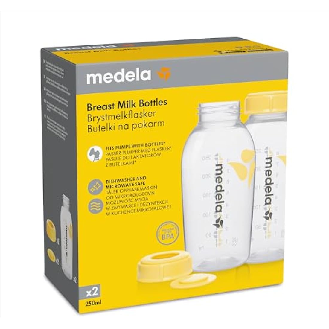 Medela Breast Milk Storage Bottles – BPA-Free – 250 ml, 2 Pack