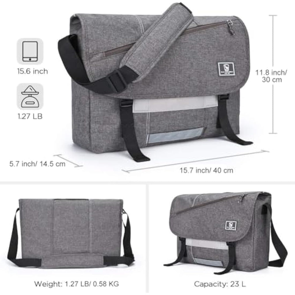 Waterproof Laptop Messenger Bag | 15.6 Inch Crossbody Satchel