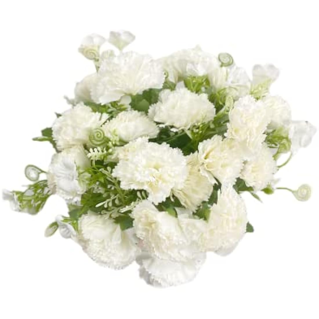 Artificial Silk Carnations - 3 Bunches White Faux Flowers