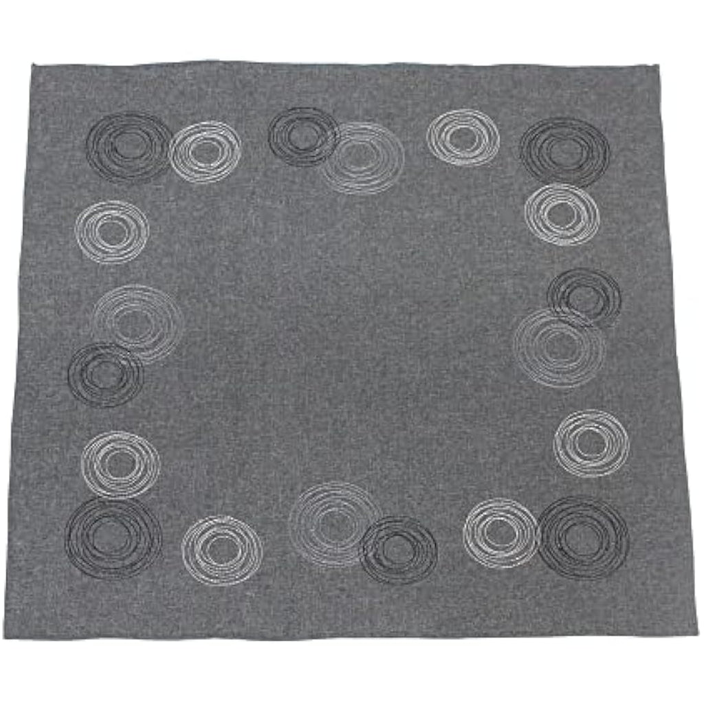 Jolof Store Grey Polyester Table Runner – Embroidered Circle Motifs