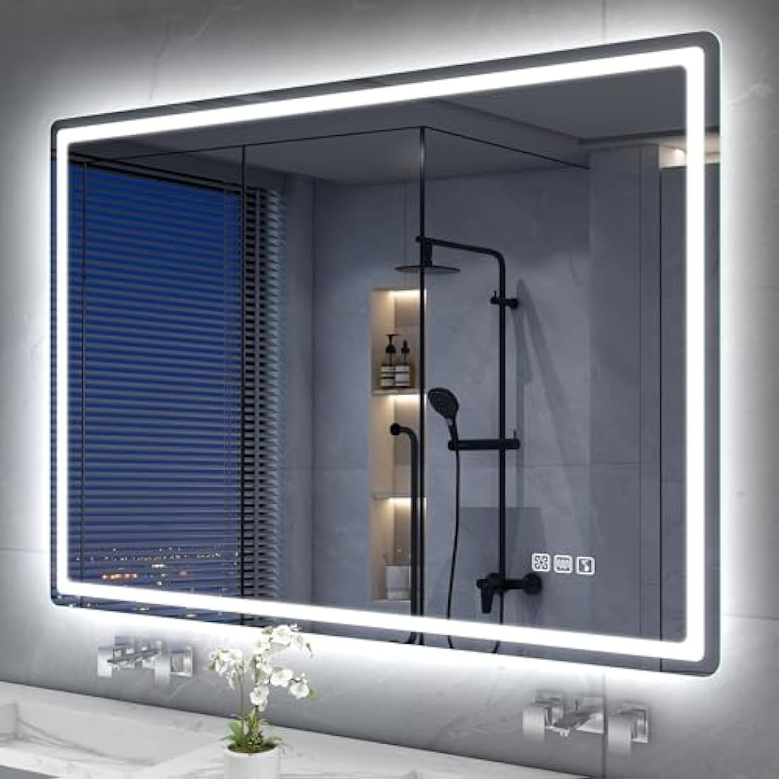 S'bagno Bluetooth LED Bathroom Mirror | 1000x700mm Dimmable Anti-Fog