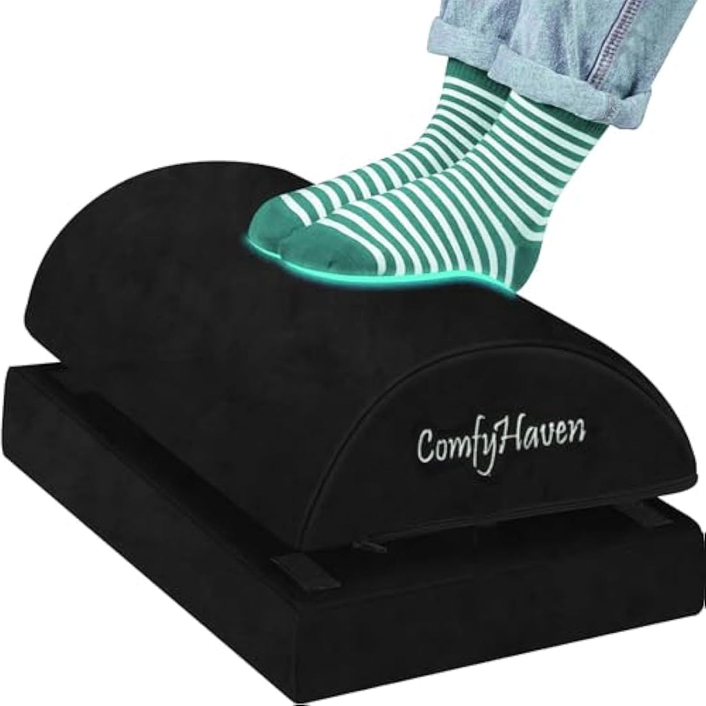 Jolof Store Ergonomic Under Desk Foot Rest – Memory Foam Velvet Stool