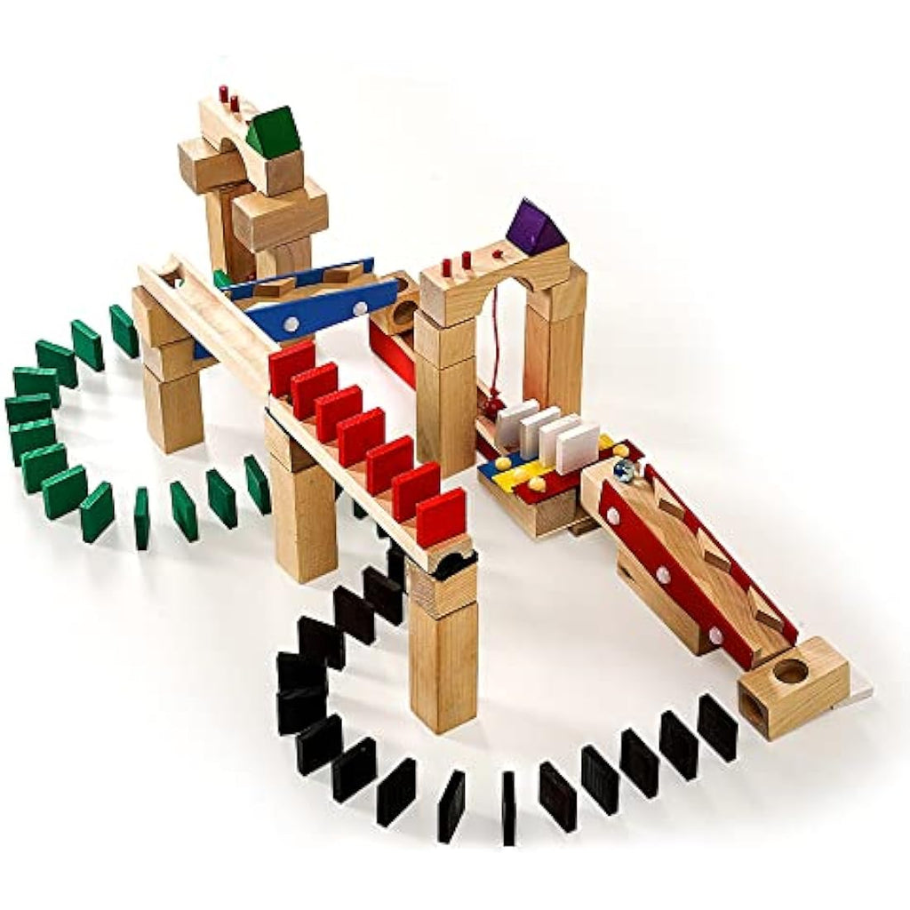 Calmado 200-Piece Wooden Marble Run Set – Beech Wood STEM Toy for Kids