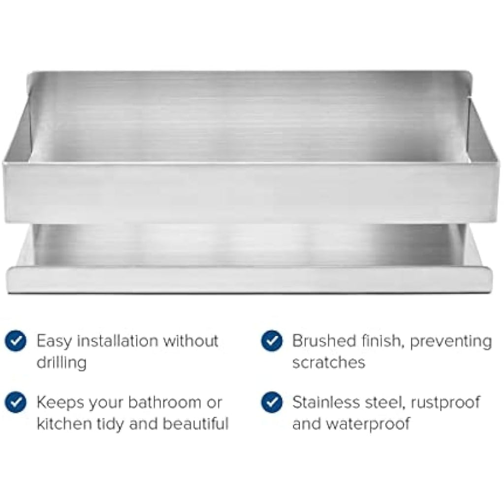 Joejis Shower Caddy - 2 Pack Stainless Steel Adhesive Storage Shelves
