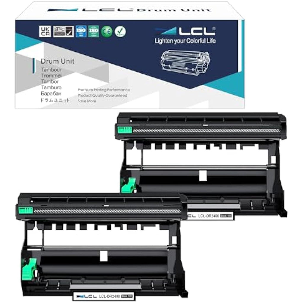 LCL DR2400 Drum Unit Replacement for Brother HL-L2350DW MFC-L2750DW | 2-Pack