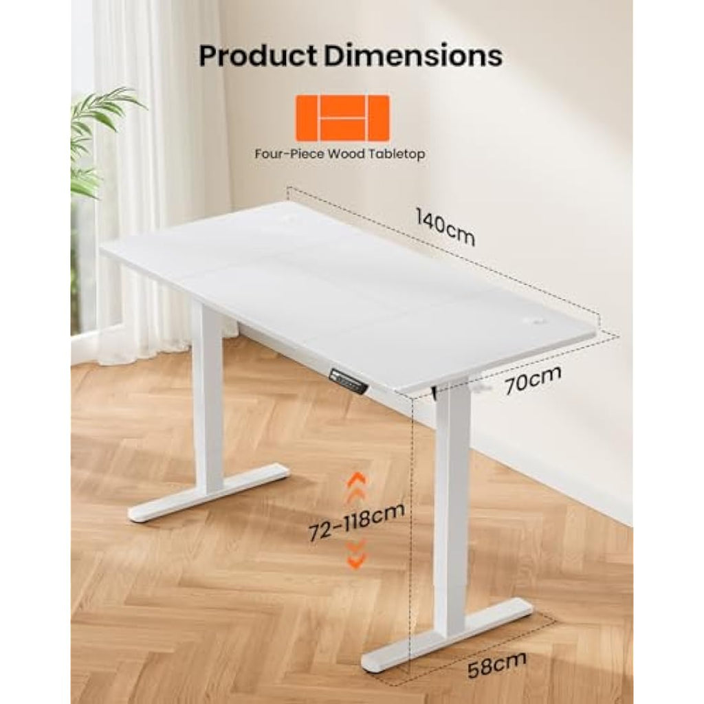 ErGear Electric Standing Desk – 140x70cm Height Adjustable Sit Stand Desk