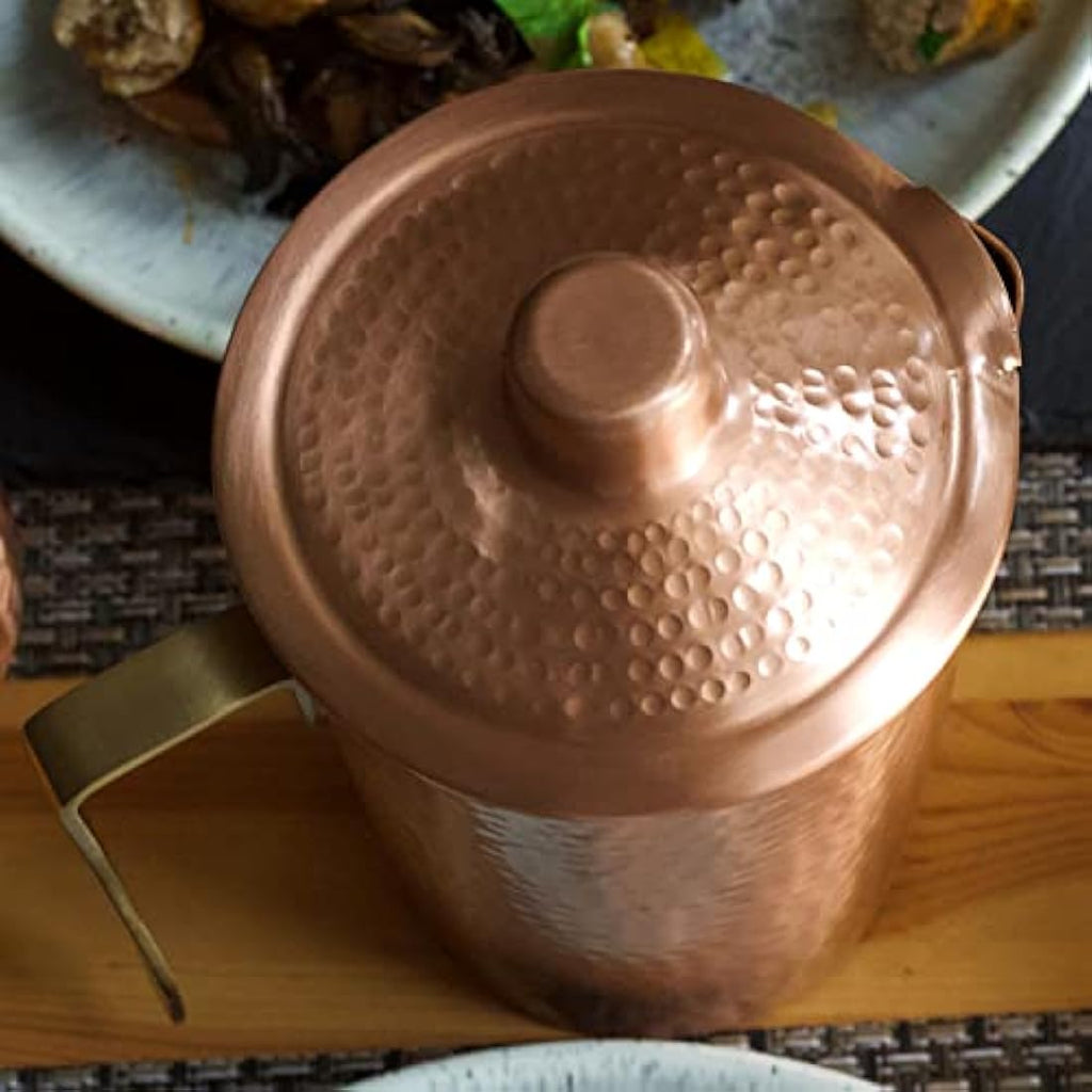 Kosdeg Pure Copper Pitcher with Lid – 44 Oz Hammered Handcrafted Jug
