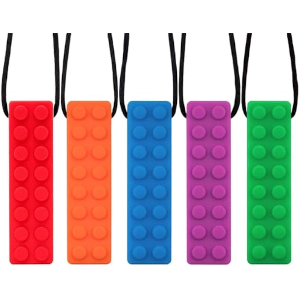 Novelfun Sensory Chew Necklace - 5 Pack Food-Grade Silicone Fidget Toy