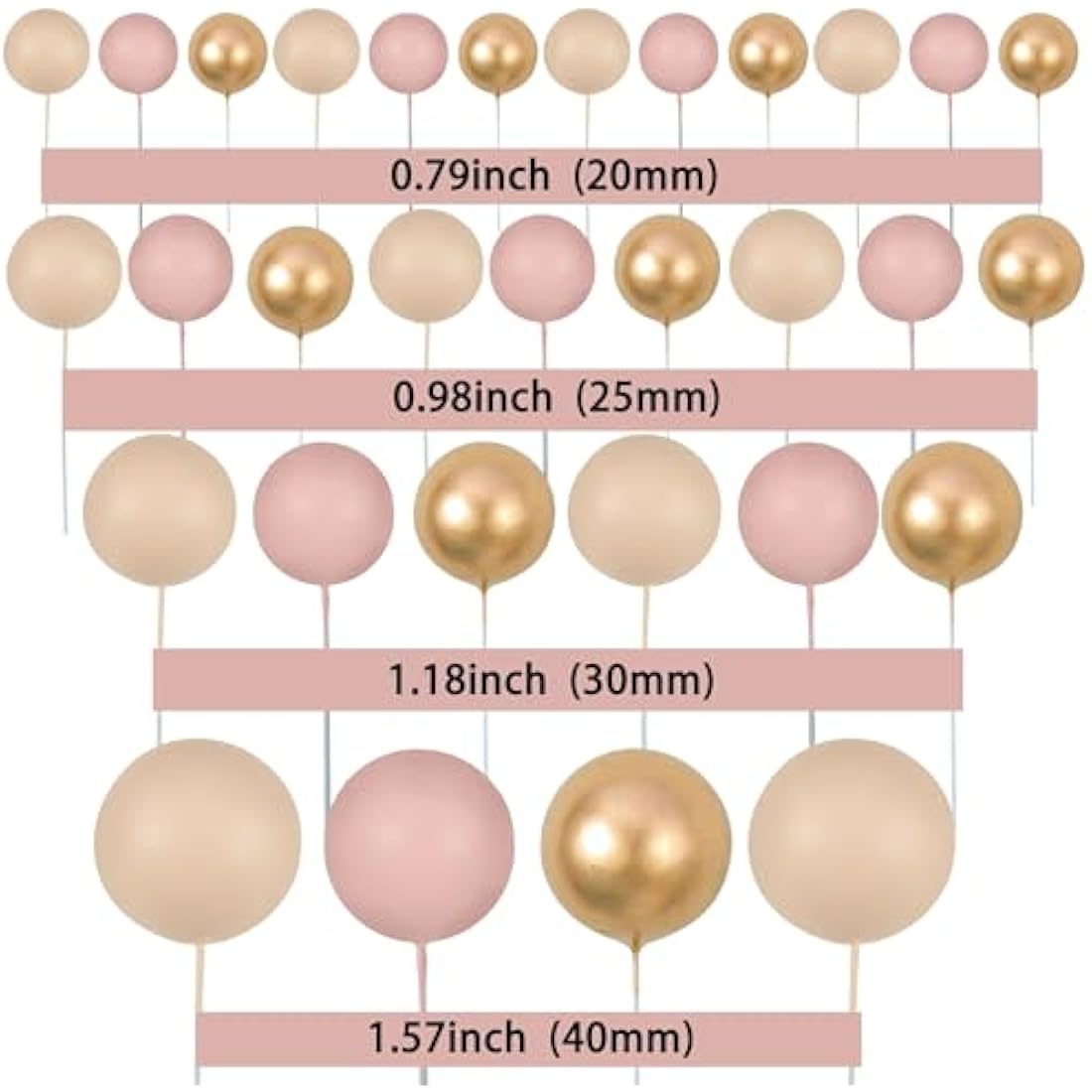Jolof Store 30Pcs Ball Cake Toppers – Foam Cupcake Picks for Birthdays