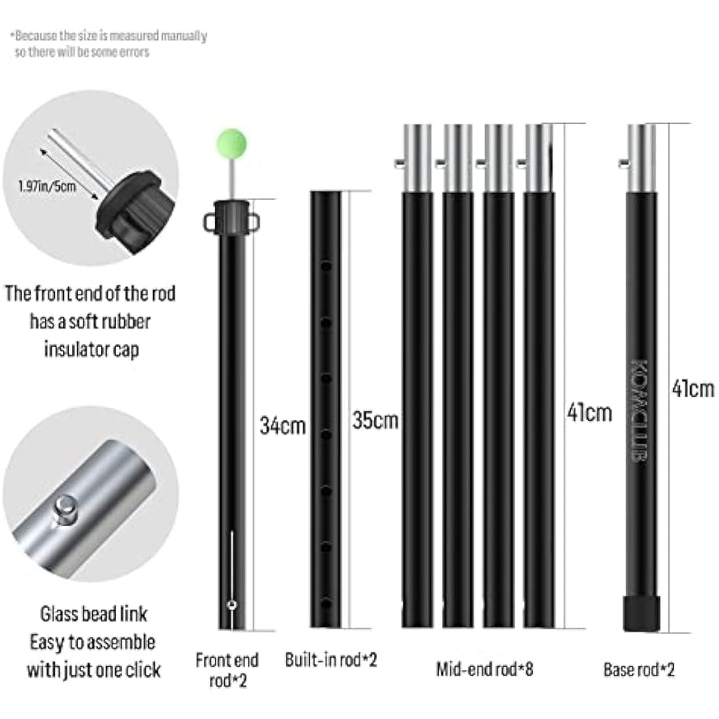 KOMCLUB Adjustable Aluminum Tarp Poles | 82" Telescoping Tent Poles