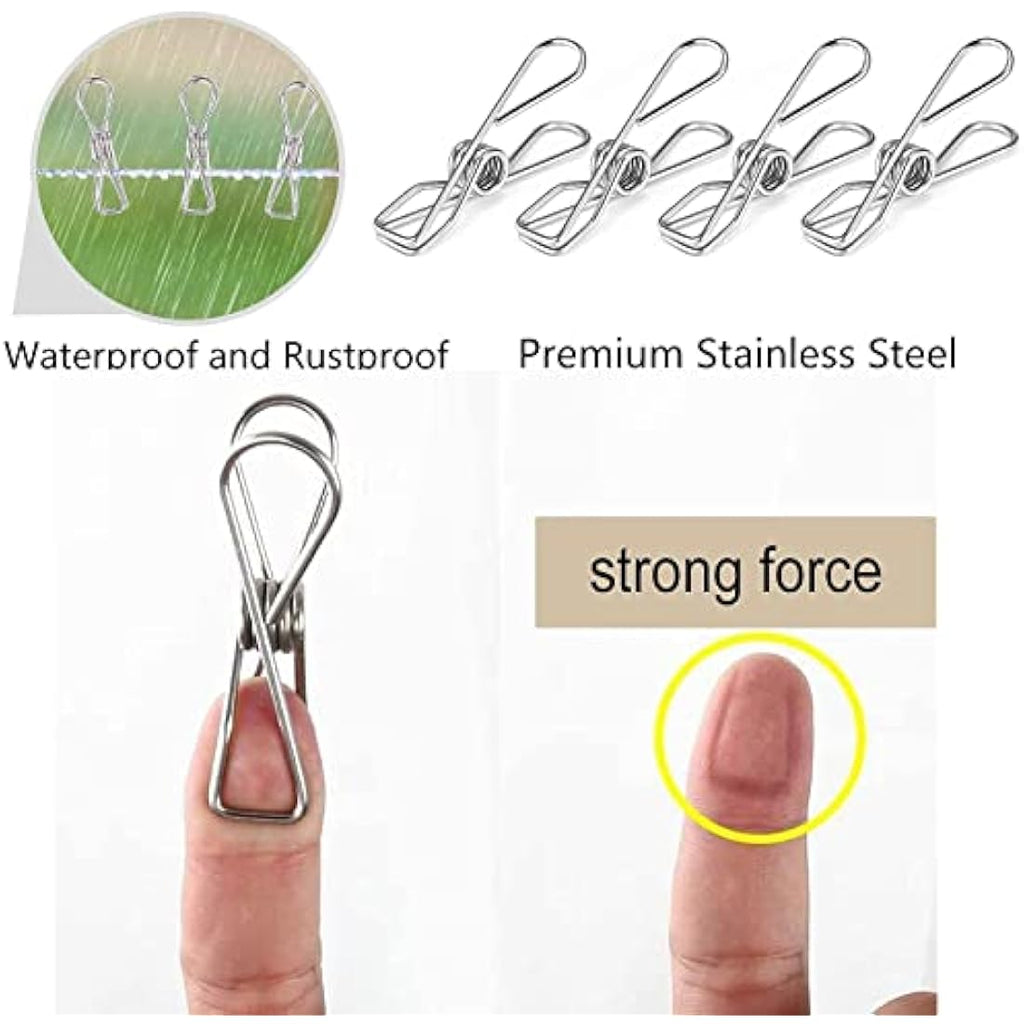 Jolof Store Stainless Steel Clothes Pegs – 48 Pack Heavy-Duty Laundry Clips