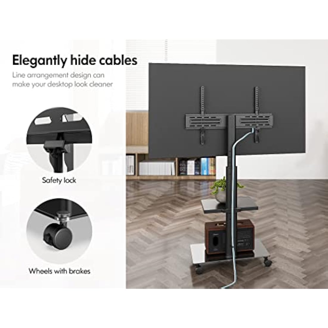 FITUEYES Mobile TV Stand with Wheels | Swivel & Height Adjustable (32-60")